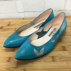 Made in Spain Leather Ballet Flats Size 7 Peek a Boo Cut Outs EUC